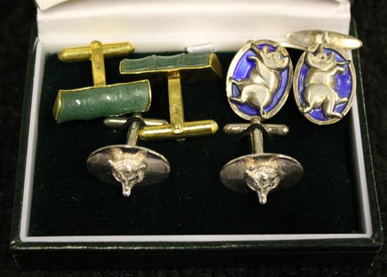4 x pairs of cufflinks including 14ct gold and silver